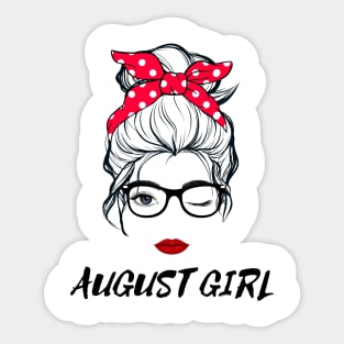 August Girl Woman Lady Wink Eye  Face Birthday Gift Sticker